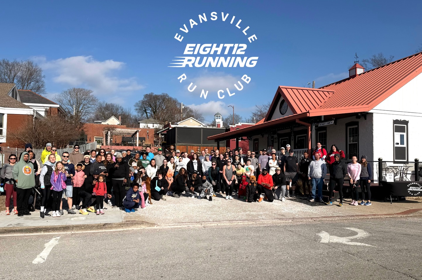 Eight12 Run Club community gathered in downtown Evansville